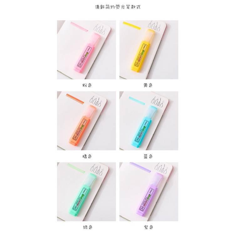 2pcs/Set Durable Large Capacity Candy Color Highlighter For Students