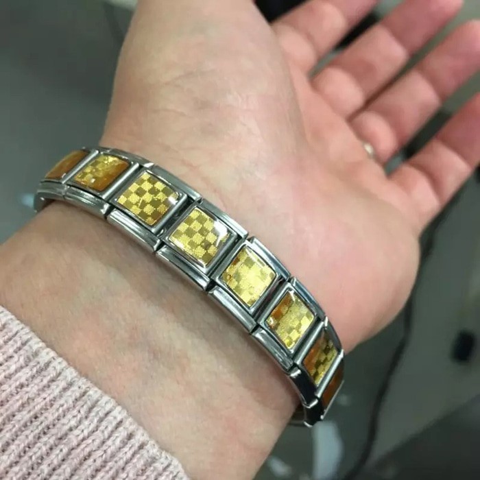 GELANG PRIA GELANG KESEHATAN MAGNETIC TOURMALINE GOLD FASHION INFRARED