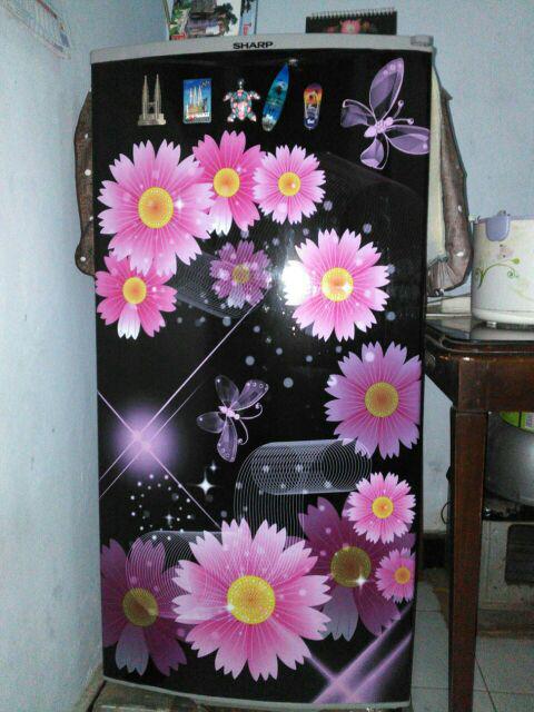 Stiker Kulkas 2pintu Bunga Mawar Merah