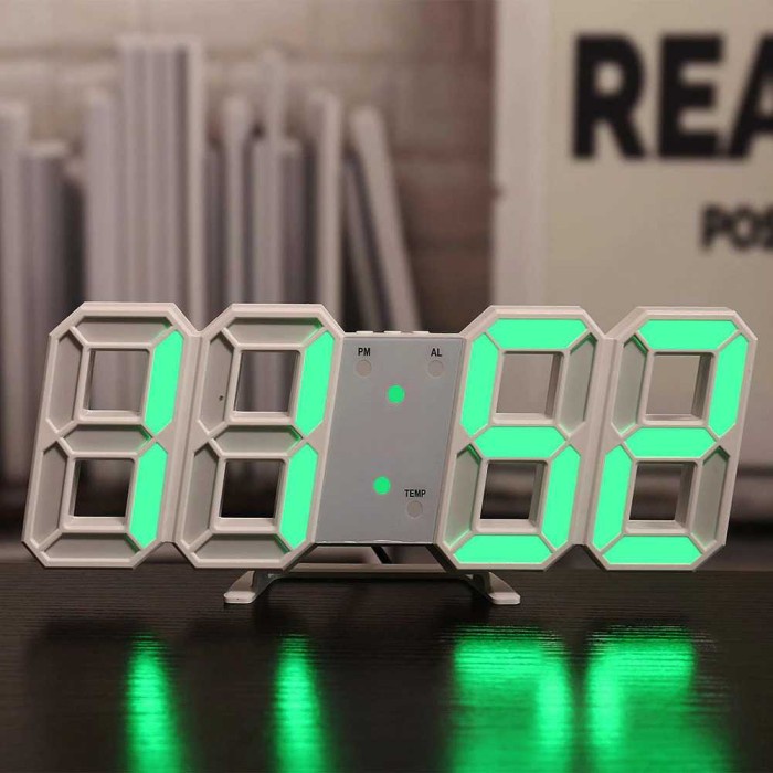 Jam Meja LED Digital Clock Modern Style Minimalist - full white