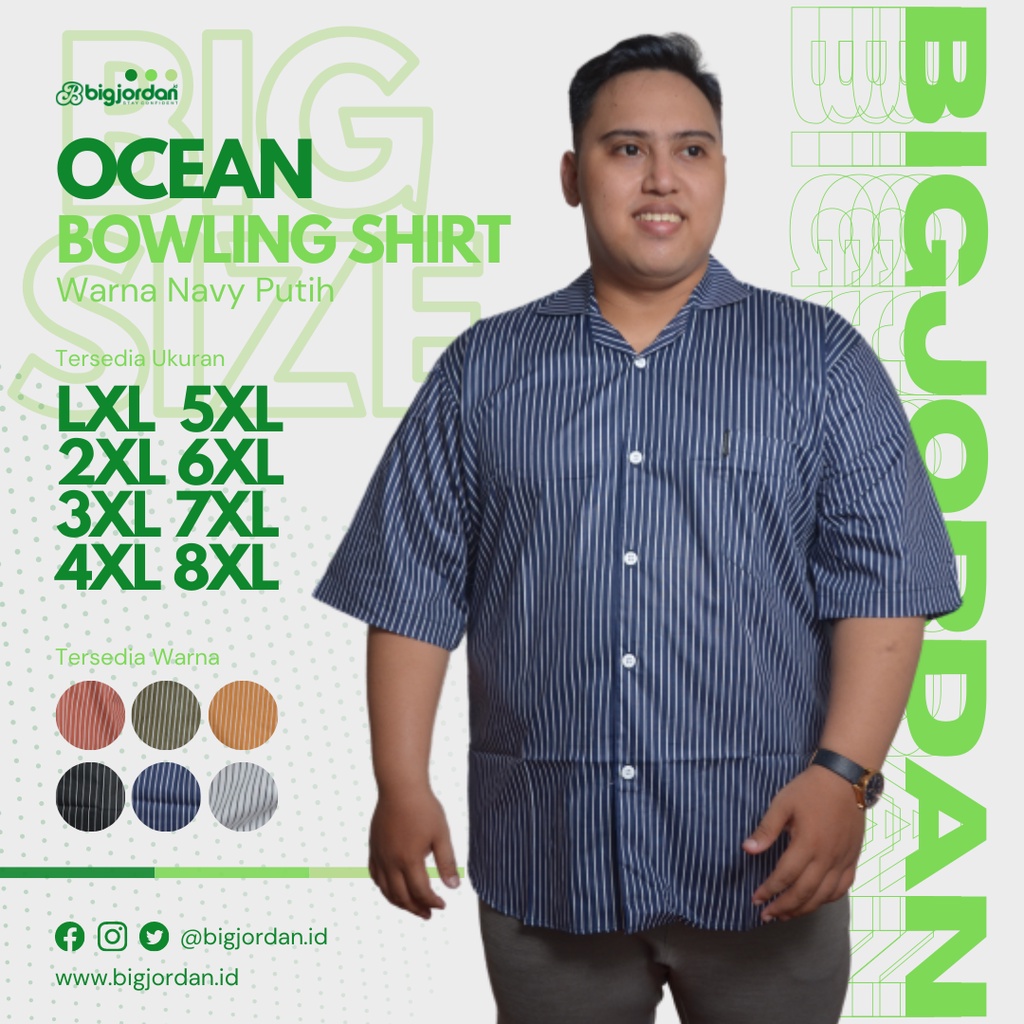 OCEAN kemeja bowling pria oversize XXXL XXXXL XXXXXL 6XL 7XL 8XL kemeja salur jumbo bowling shirt bi