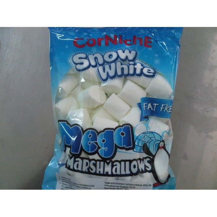 

Unik Corniche Mega Snow White Marshmallow 300 gram Marshmallows Marsmallo Limited