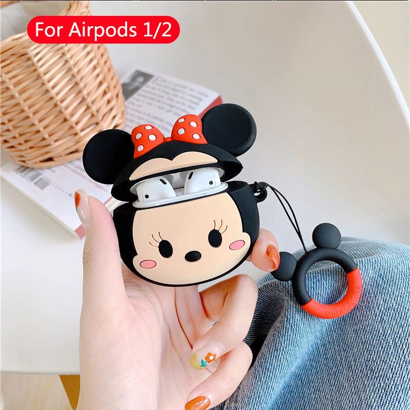 Cute cartoon silicone soft case Mickey Minnie Airpods1/2 generation bluetooth earphone protective cover Suitable for Inpods 12