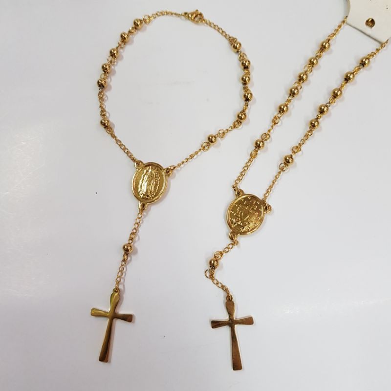 Gelang rosario Maria Wasiat titanium gold 5mm