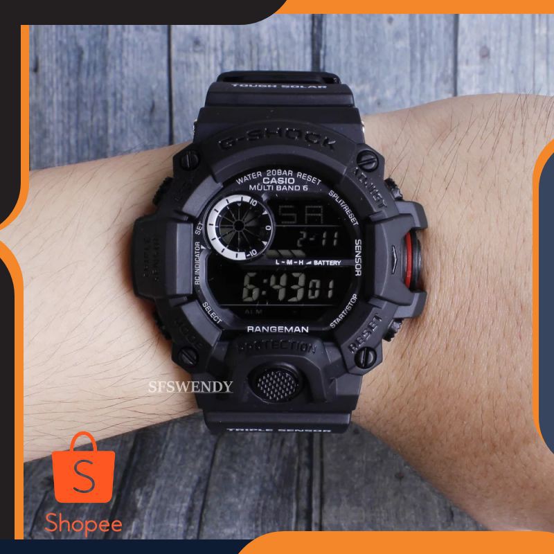 Grosir MODEL TERBARU ... G Shock GW-9400 Rangeman Army Full Black Hitam jam tangan digital pria &