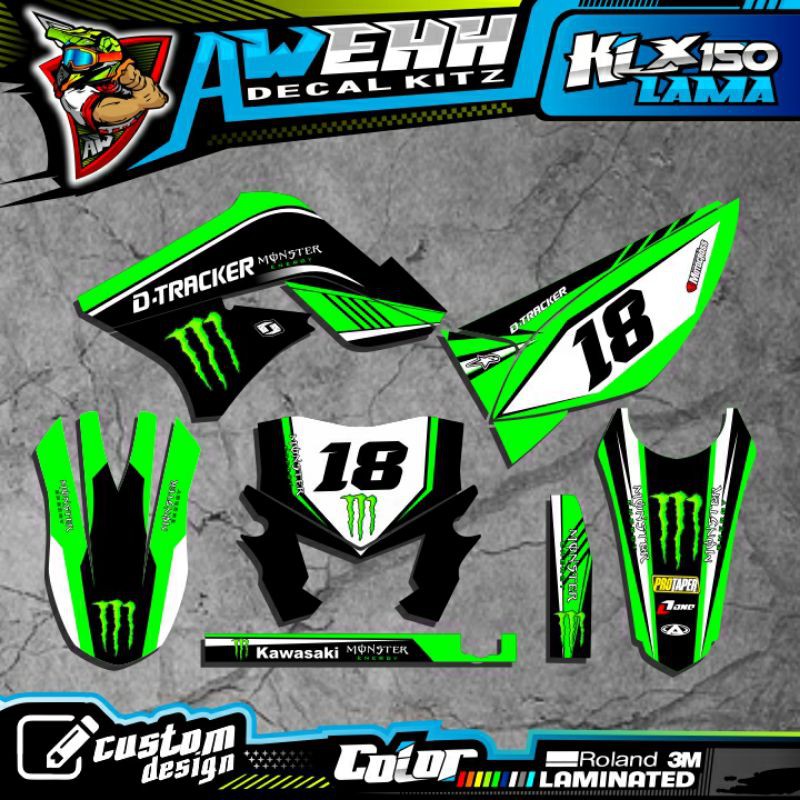 DECAL KLX LAMA DTRACKER LAMA KLX 150 S MONSTER HIJAU