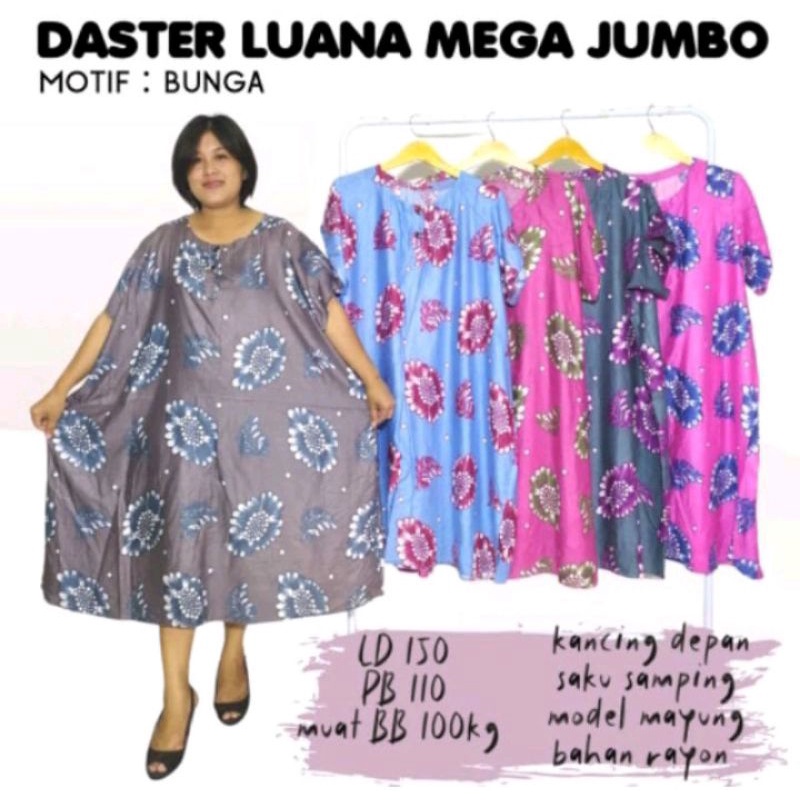 Daster super jumbo ld150  kancing depan busui bumil