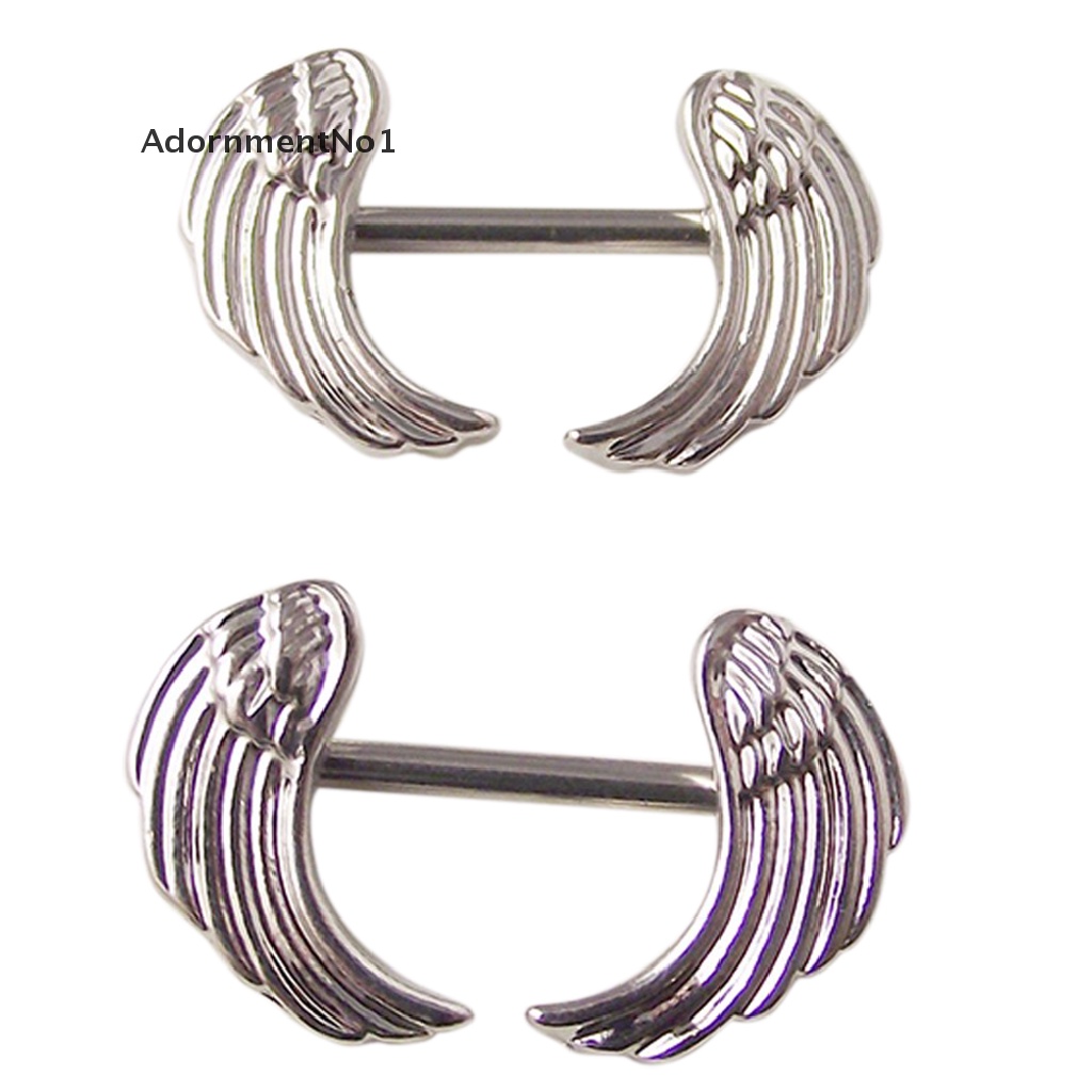 (AdornmentNo1) 1 / 2pcs Anting Tindik Puting Bentuk Sayap Bahan Surgical Steel Untuk Wanita