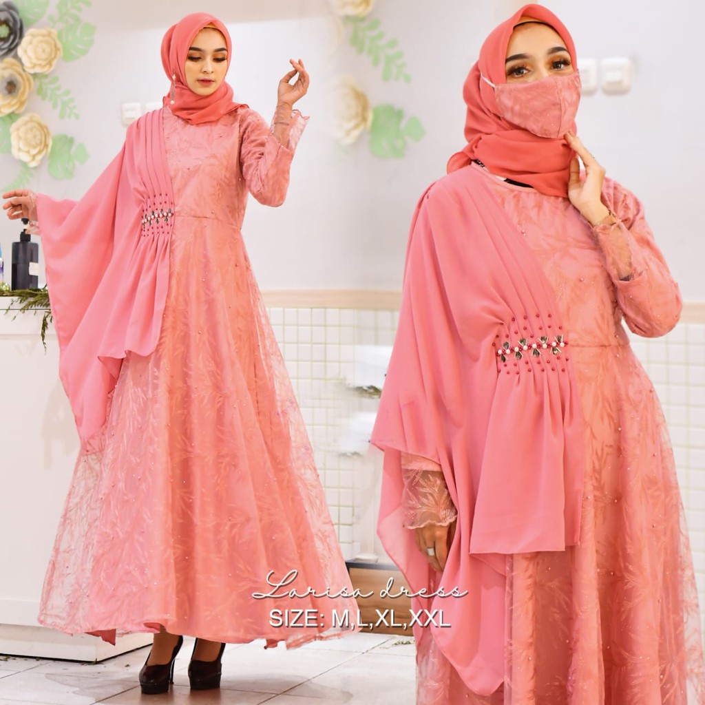 Gamis Selendang Larisa Dress/Gamis Selendang Mutiara/Gamis Kebaya Terbaru/Gamis Original