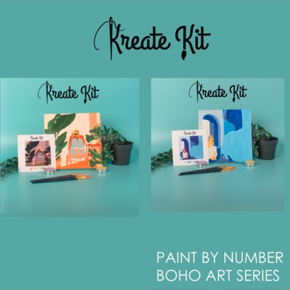

Paint By Number 20x20cm Boho Art [Kreate Kit] DIY Painting Kit Canvas Kanvas Lukis