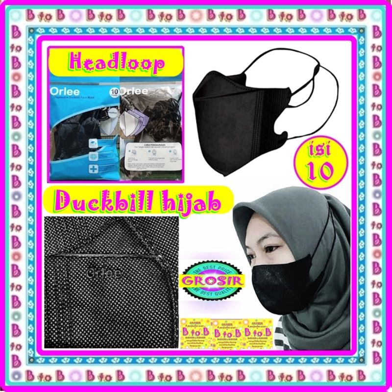 Orlee duckbill Hijab isi 10 - masker Orlee Duckbill Hijab - Orlee Duckbill Headloop - Duckbill Hijab