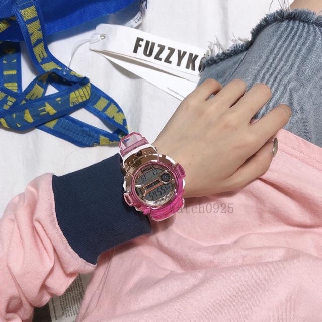JAM TANGAN KOREA UNICORN MENONTON GADIS SISWA SEKOLAH MENENGAH LUCU JAM TANGAN WANITA ANTI AIR  M74-Merah muda