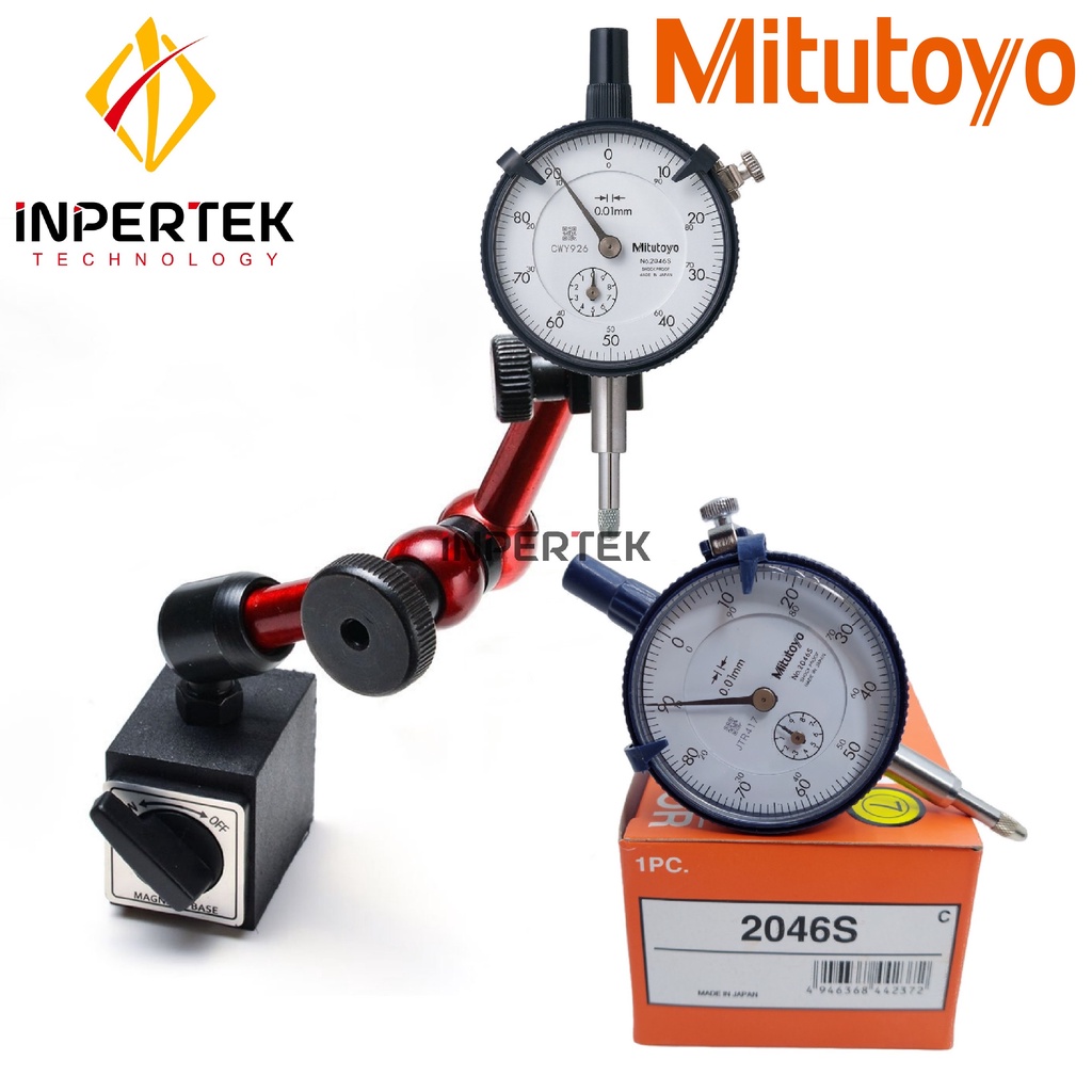 Jual Paket Dial Indicator Mitutoyo 2046S + Base Flexible Mini