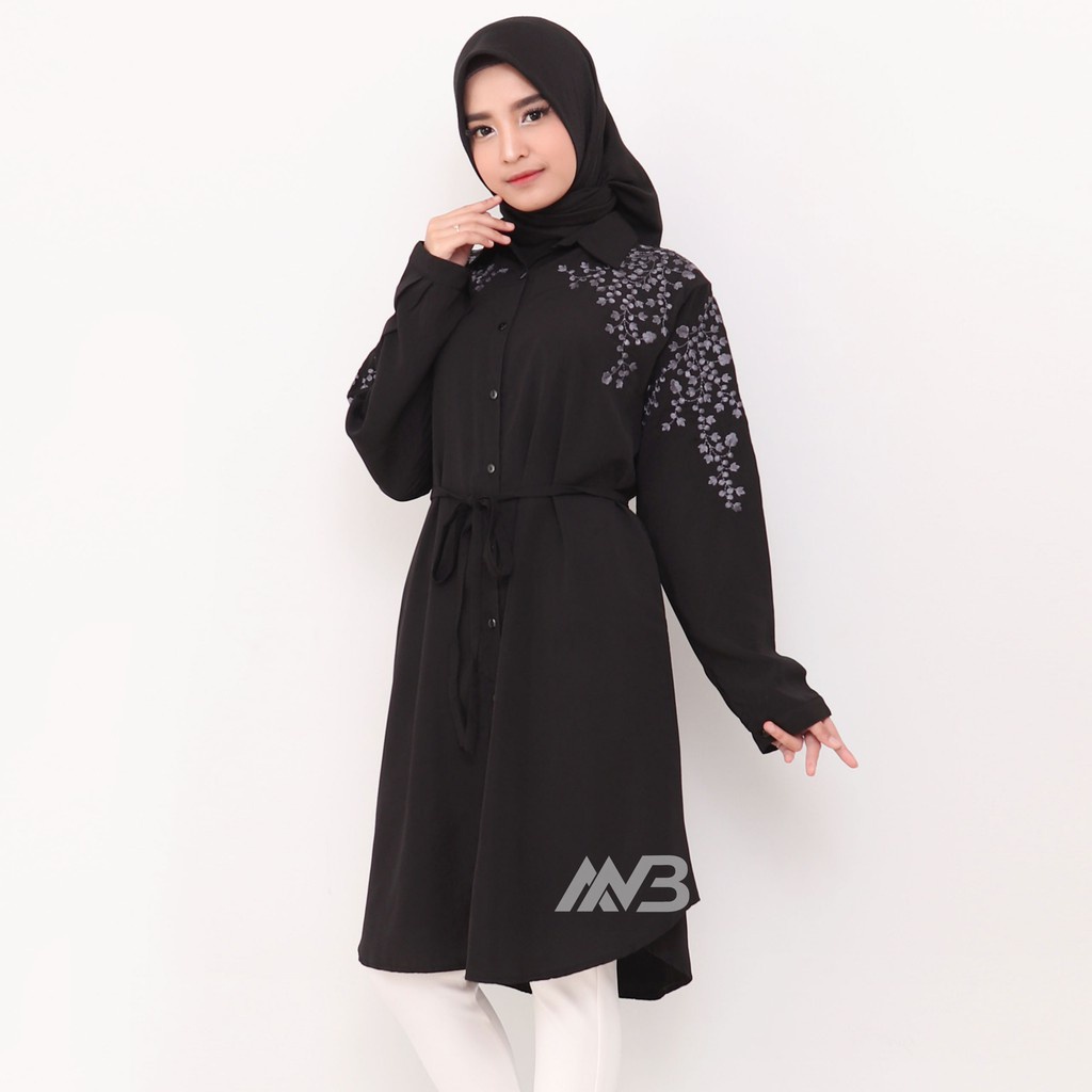 BEFAST - 803 Tunik VIRGINE Kemeja Wanita Hitam Bordir Jumbo 3L XXXL LD 112 cm PJ 96 cm / Tunik Polos Formal / Tunik Maxy Jumbo / Fashion Wanita Muslimah Terbaru / Terlaris / Tunik Casual Kekiniaan Remaja Wanita