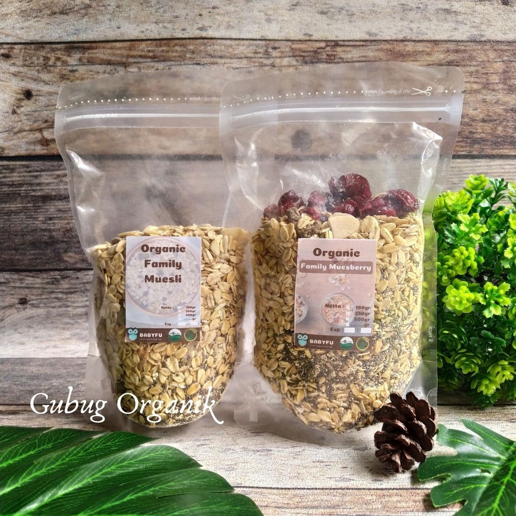 

GUBUG ORGANIK Organic Family Muesli 500 gr / Sereal Sehat muesly dried fruit seed Organik Oat meal 500gr