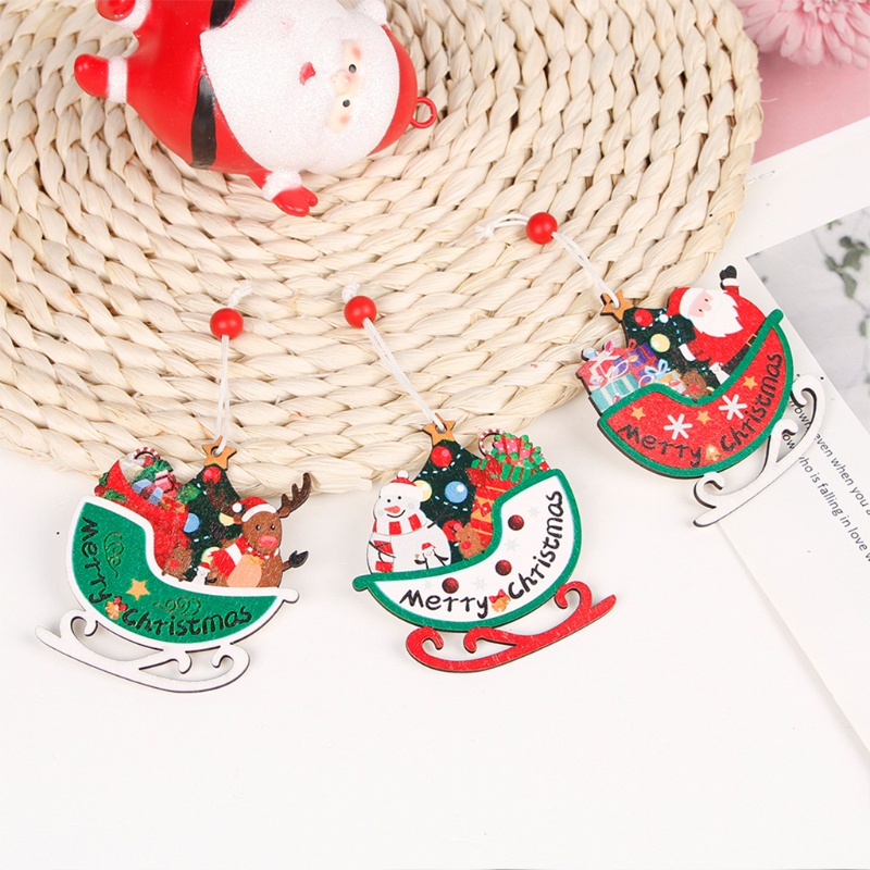 3pcs Ornamen Liontin Gantung Desain Santa Snowman Untuk Pohon Natal