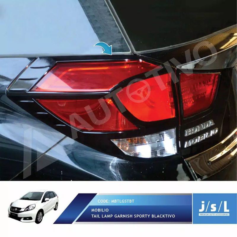 Garnish lampu belakang Mobilio sporty chrome + Hitam jsl