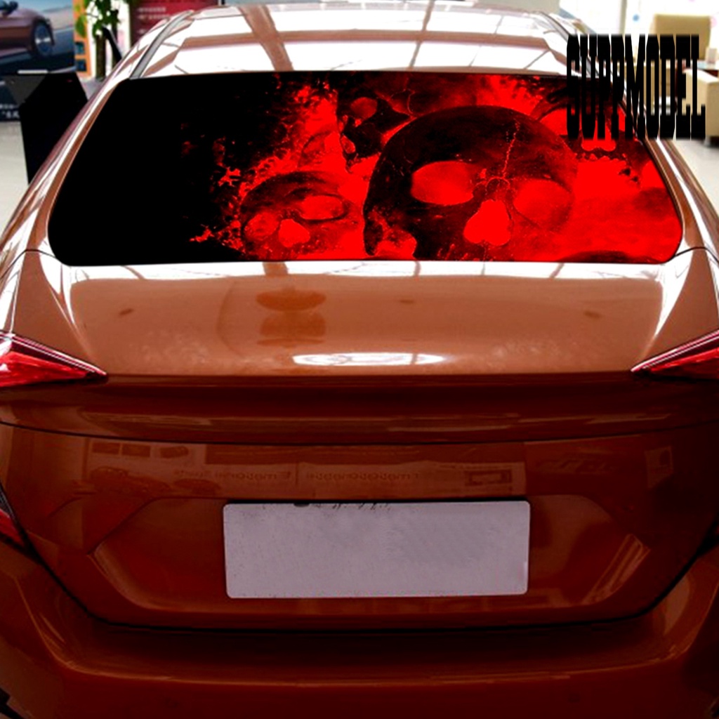 Stiker Kaca Belakang Mobil Motif Tengkorak Api Tahan Air