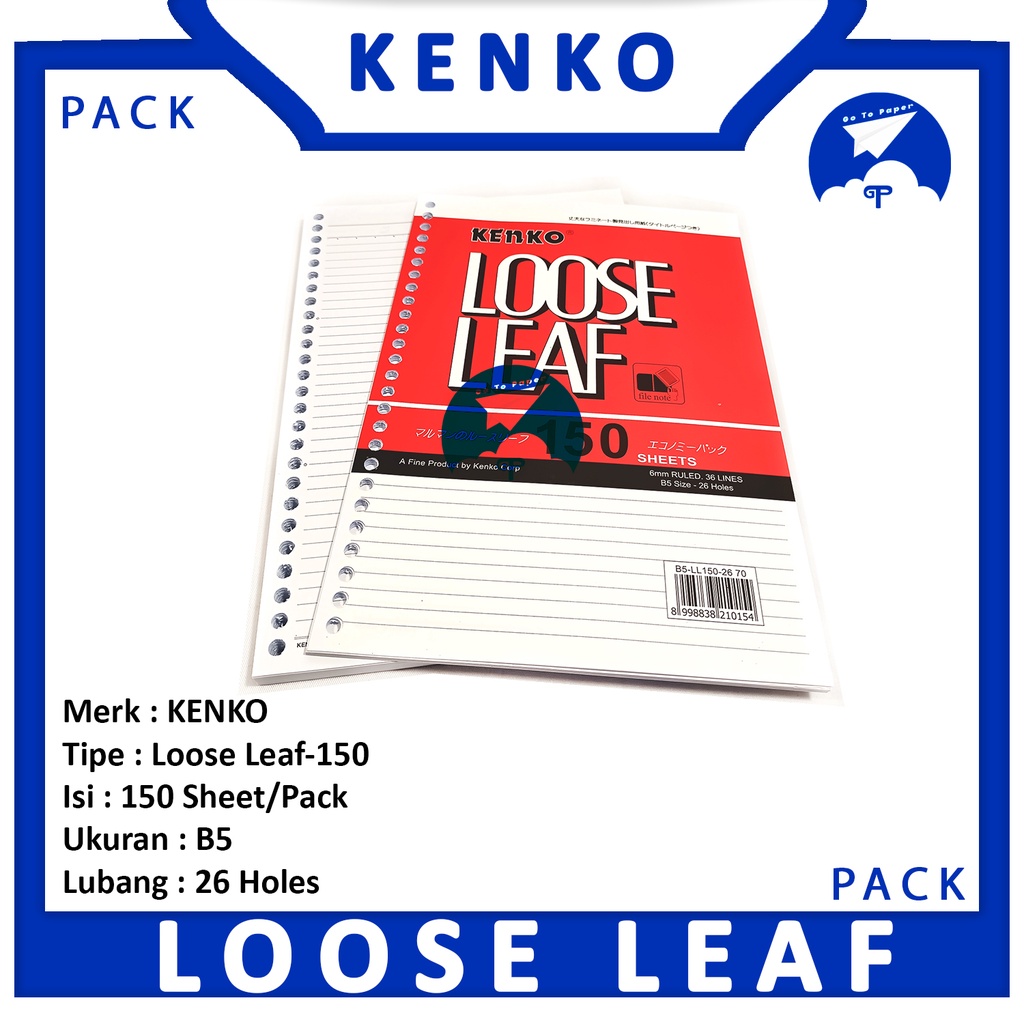 

Kenko - Loose Leaf B5 - LL150 - 26 Holes - Pack
