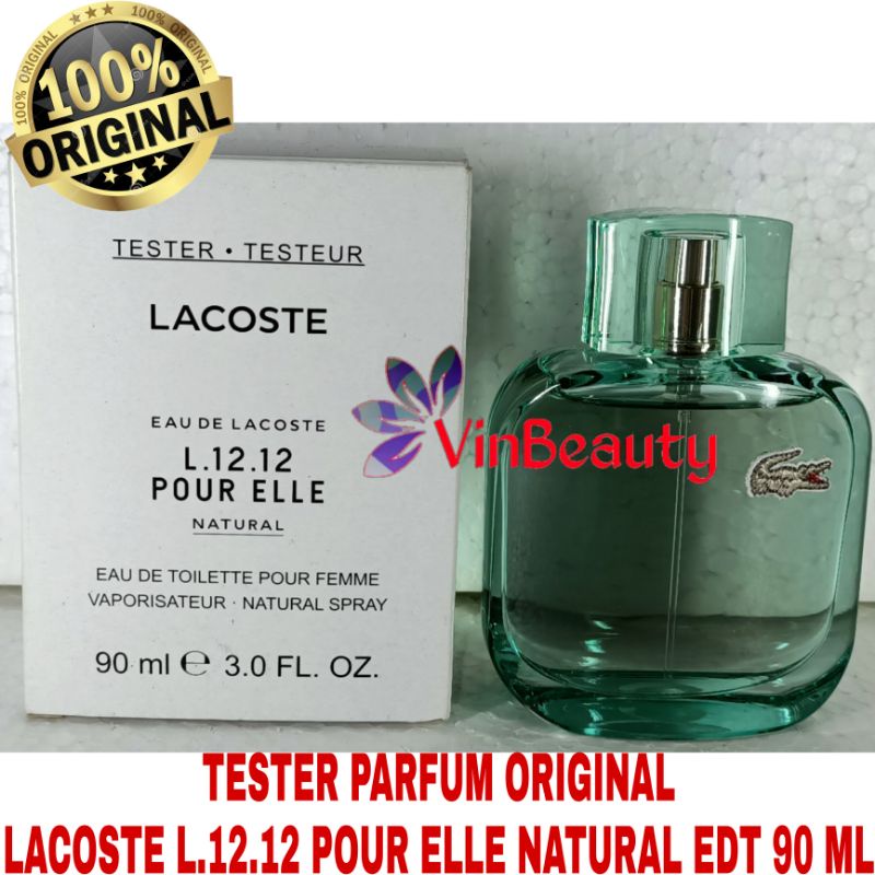 Tester Parfum OriginaL Lacoste L.12.12 Pour Elle Natural EDT Pour Femme 90 ml