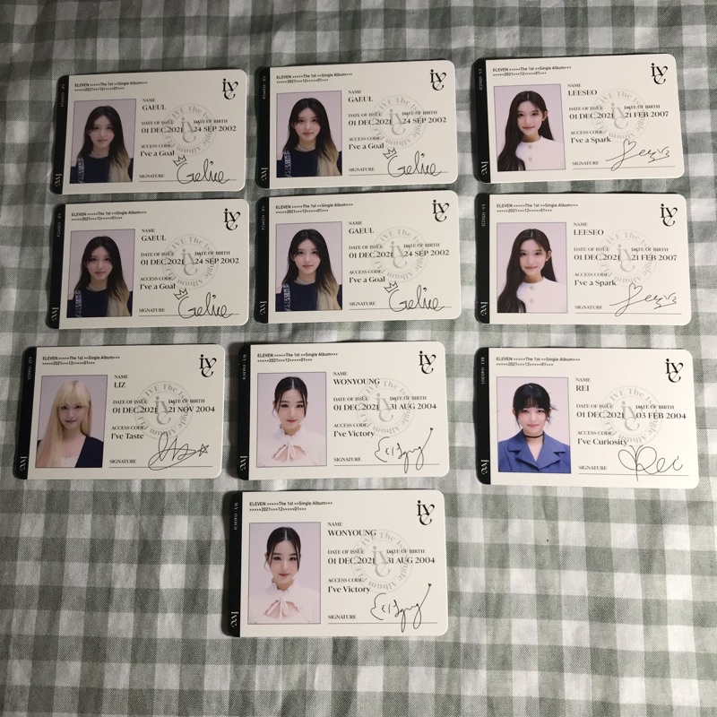 official Photocard pc id card Ive eleven gaeul yujin rei Wonyoung liz leeseo