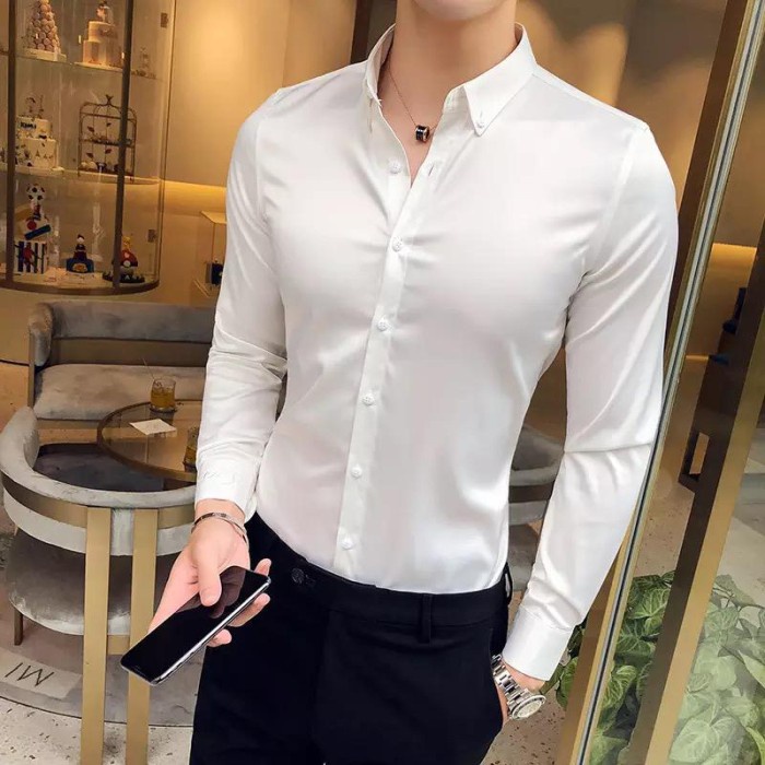 Kemeja Pria Tidak Kusut Adem Branded Slimfit Original Terkini S0S8 Bagus Slim Fit Keren Kasual Rayon