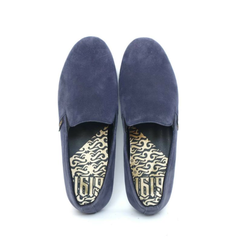 CHORD NAVY Sepatu Kasual Pria Slip On Casual Kulit Suede Selop Main Cowok Keren Trendy Slop Kerja Outdoor