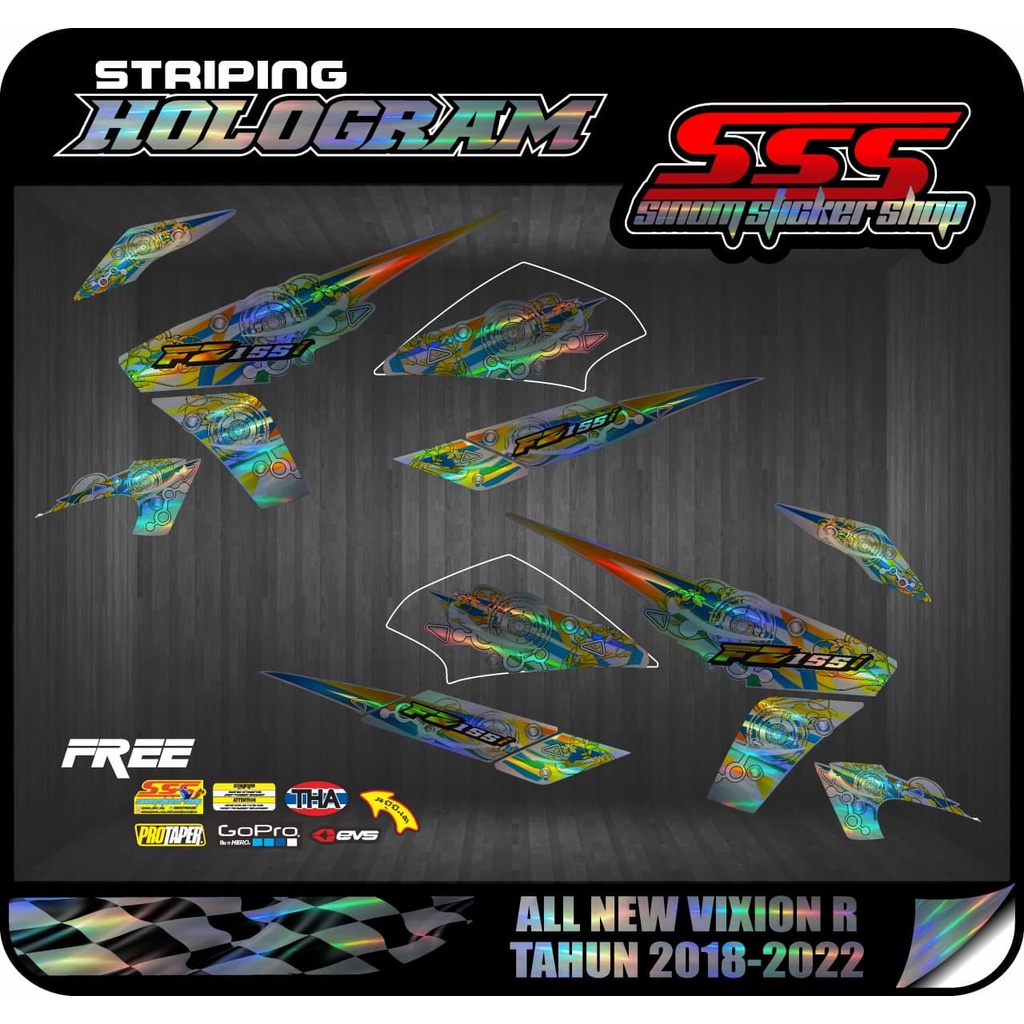 Vixion R Stiker Striping Transparan Hologram Vixion R Kode GR-01