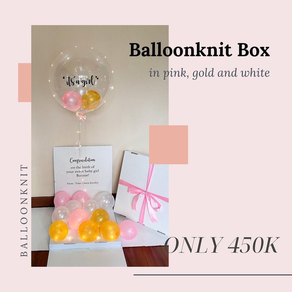 

ballon knit box in pink gold and white
