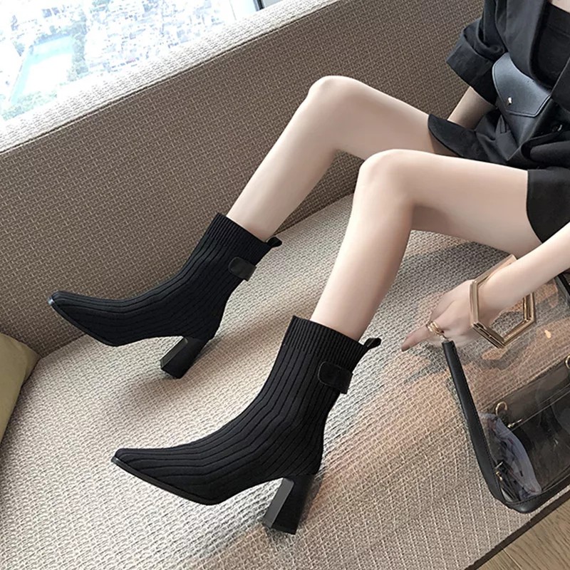 RYS - Long Knitted Sepatu Boots Korea Fashion Casual - Ori Import