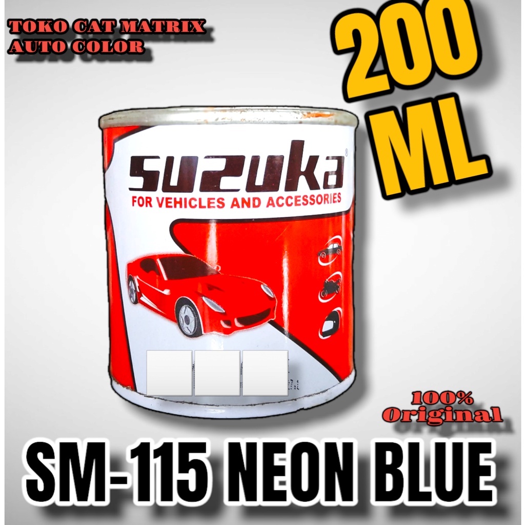 suzuka neon blue ( SM-115 ) Solid Standar Metallic untuk Mobil, Motor, Kayu, Besi, 200ml ,Cat Dico