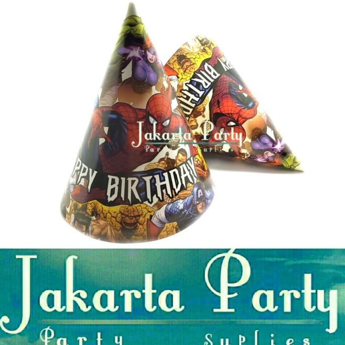 Premium Product Topi Ultah Kerucut Spiderman / Topi Ultah Spiderman / Topi Ulang Tahun - Paling Dimi