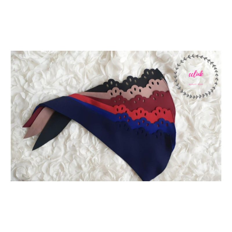 12 pcs Masker Hijab polos variasi gerigi scuba