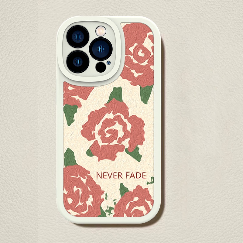 Soft Case Pelindung Kamera Motif Lukisan Bunga Bahan Kulit Silikon Untuk iPhone 11 13 Pro Max 12 Pro Xr Xs 7 8 Plus 6 6Plus SE 2020