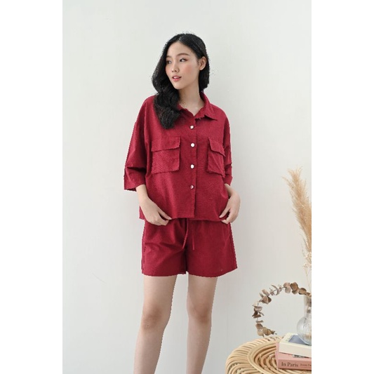 MOANA SET - SET LINEN OVERSIZE - NUBOUTIQUE-Maroon