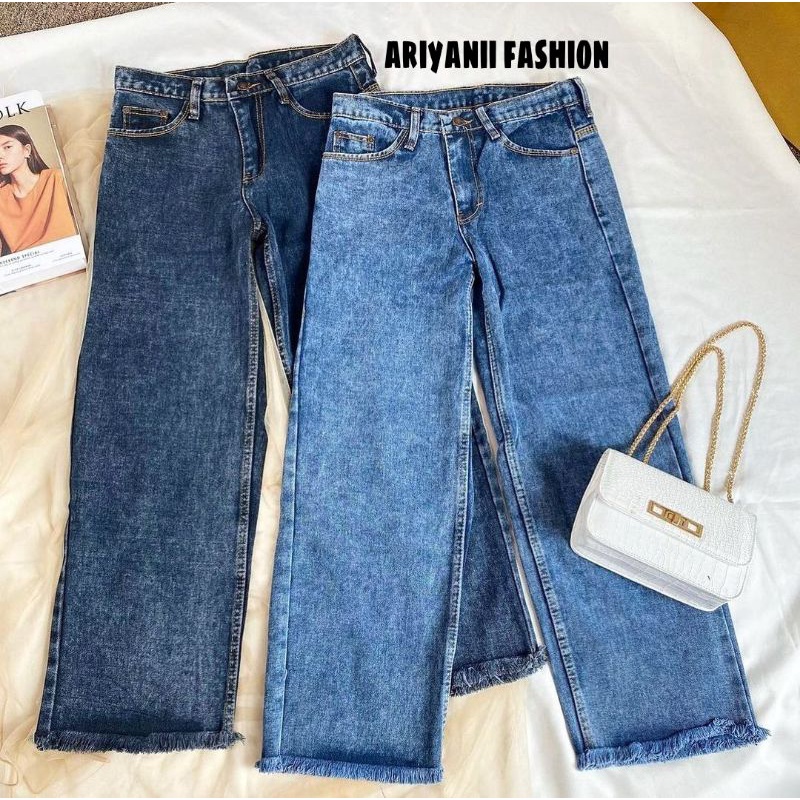 KULOT JEANS SNOW / CELANA WANITA HIGHWAIST PANJANG / JINS DENIM CEWEK / BOYFRIEND CULLOTE CEWE / CELANA MURAH SNOW ACID CASUAL RAWIS ORIGINAL Korean Style