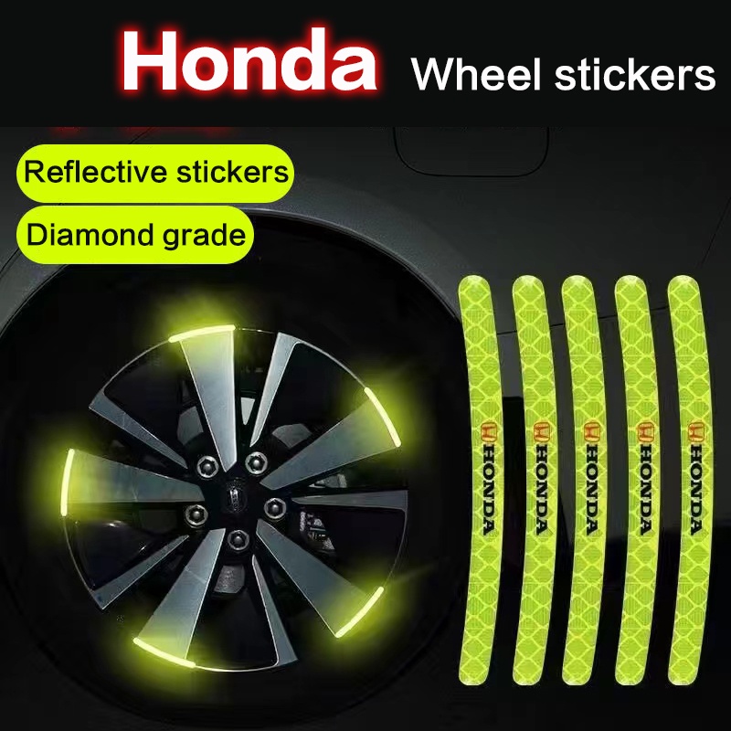 20Pcs Honda stiker peringatan stiker reflektif roda mobil untuk Honda CITY JAZZ CIVIC HRV CRV BRV Accord Odyssey VEZEL