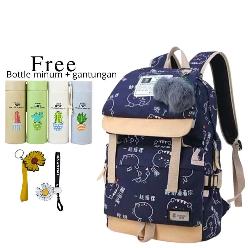 Tas Ransel anak Free Botol minum + gantungan Tas Ransel sekolah TK,SD&lt;SMP