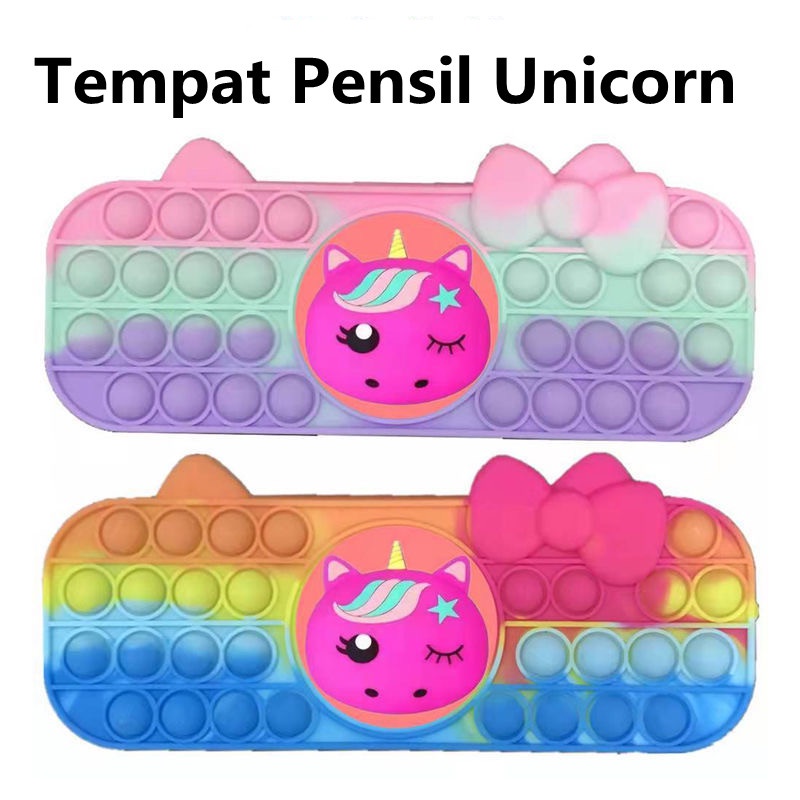 Kotak Pensil Pop it Murah Pita Ribbon Tempat Pensil Pop it murah Pop It Pencil Case Depan Belakang Impor