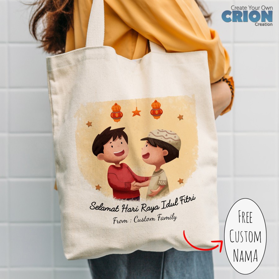 Totebag /Goodie Bag Lebaran / Idul Fitri / EID Mubarak bs custom Crion