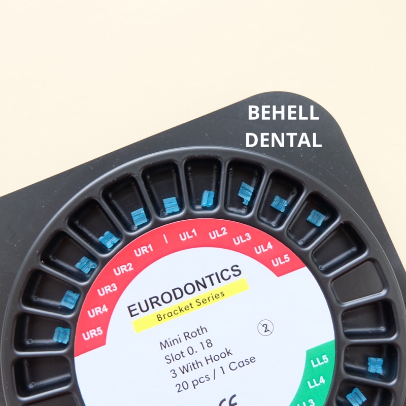 [ORIGINAL] BRACKET BEHEL GIGI PERMANEN CERAMIC EURODONTIC USA BIRU Mini Roth 0.18 Hook With 3 // Kawat Gigi Ortho Perawatan KERAMIK TRANSPARAN TRANSFARAN CLEAR DENTAL // Eurodontics Euro Original