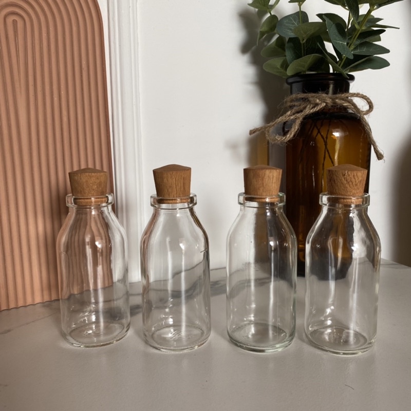 BOTOL BUMBU KACA TUTUP KAYU AESTHETIK 100ML FREE LABEL STIKER