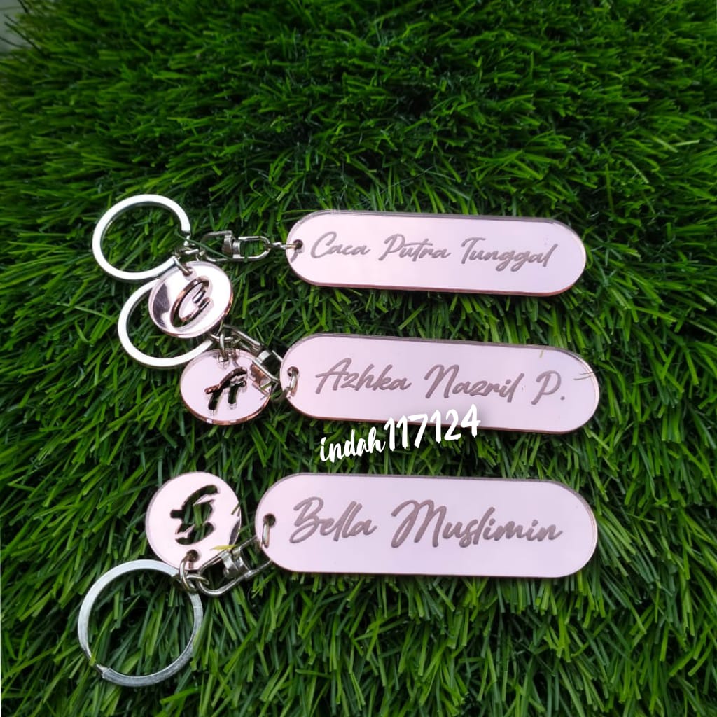 ROSEGOLD GANTUNGAN KUNCI NAMA Cantik / GANCI GRAFIR / CUSTOM GANCI NAMA /SOUVENIR PERNIKAHAN