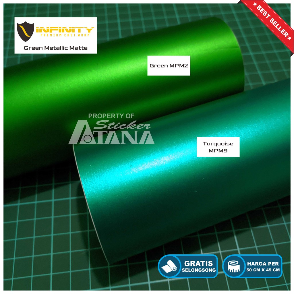 Skotlet Hijau Doff Metalik Scotlet Tosca Infinity Satin Dop Stiker Meteran Sticker Decal Motor Mobil