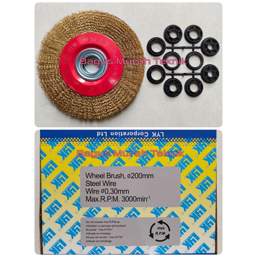 Sikat Model Piring 8 Inchi Brass Coated Wheel Brush 8" Circular Brush