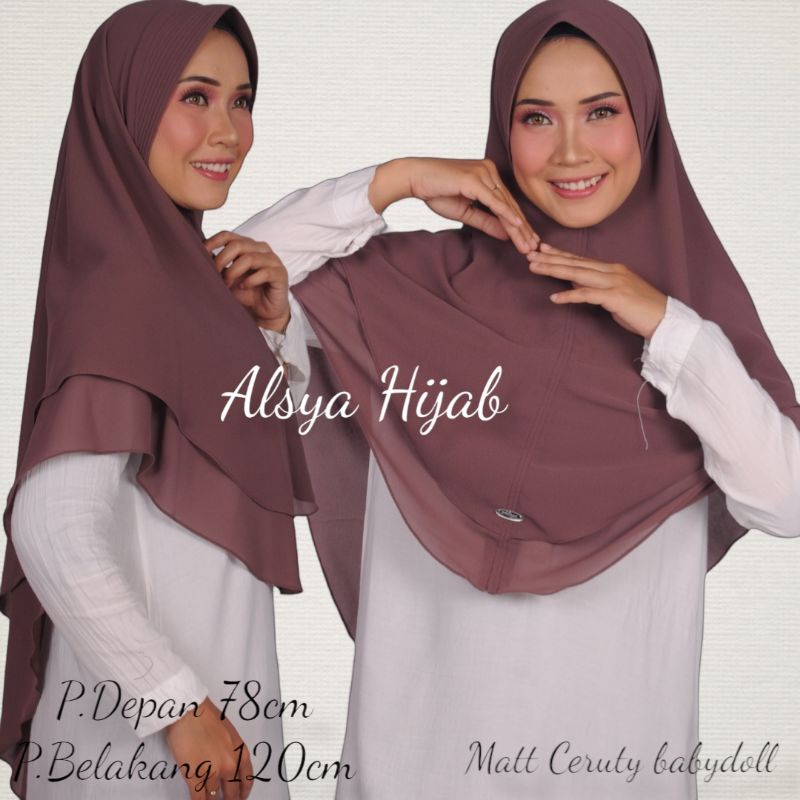 Diskon Hijab Khimar 2 Layer Ceruty Babydoll/Jilbab Ceruty 2 Layer/Kerudung Syar'I /Jilbab Sage Green