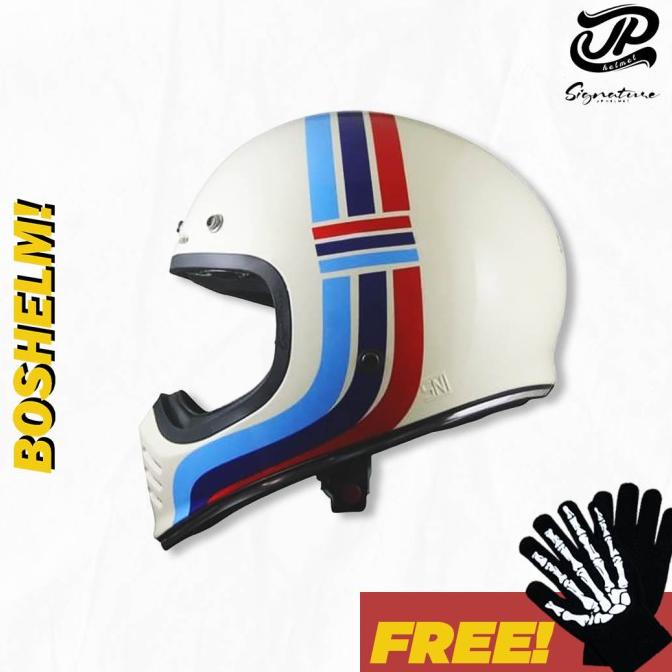Helm Cakil JP Signature SGN-01 Putih Cream Glossy Helm Full Face