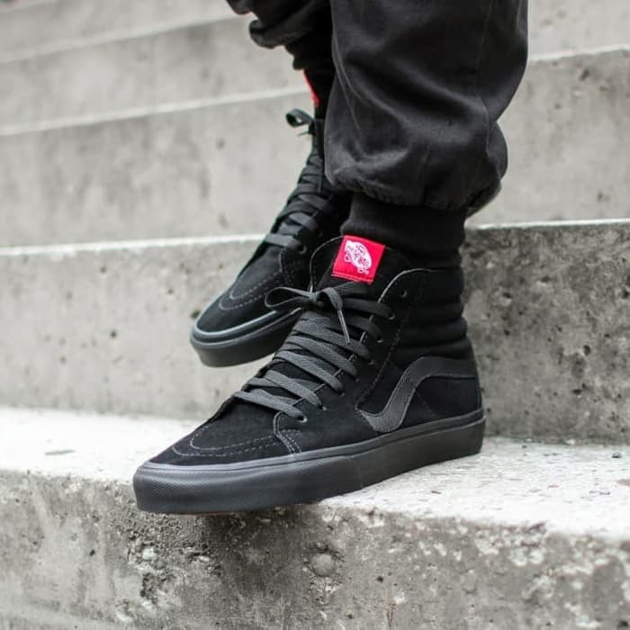 [ BISA COD ] PREMIUM SK8 HIGH FULL BLACK MURAH VANS13 TINGGI