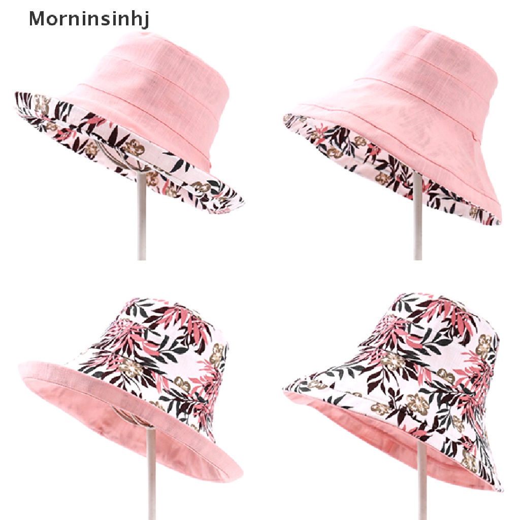 Mornin Topi Bucket / Fisherman Brim Lebar Anti UV Untuk Wanita / Musim Panas / Pantai