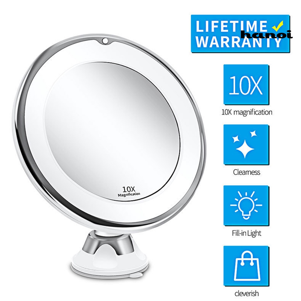 HQTM_Magnifying Makeup Mirror Anti-fall No Distortion Daily Using 10X Concave Magnifier Lighted Makeup Mirror for Gift